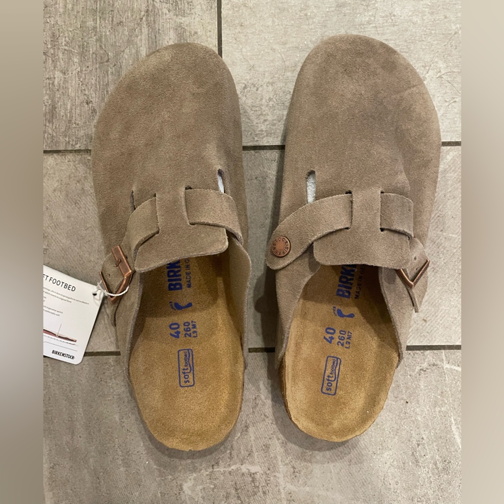 Birkenstock Boston clog- Taupe suede size 40 narrow